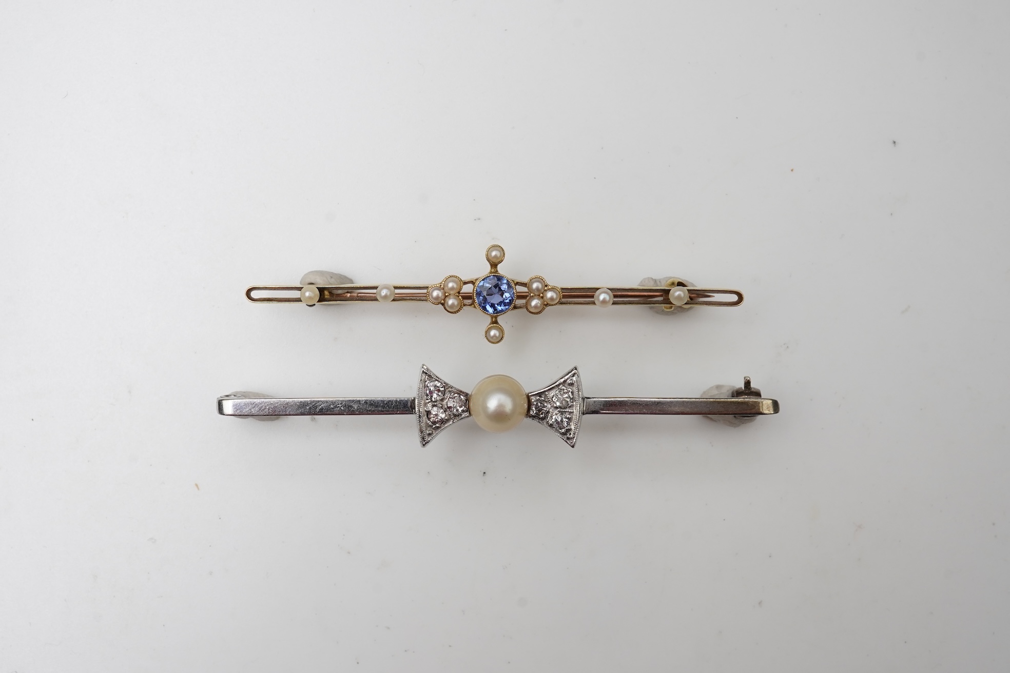 Two bar brooches, early to mid 20th century